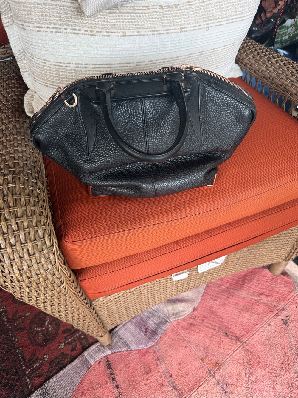 Alexander Wang Black Pebbled Leather Tote with Gold Hardware